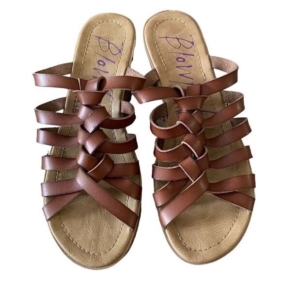 Blowfish Woven Strappy Slip On Platform Sandal Brown Sz 9 - Picture 1 of 7